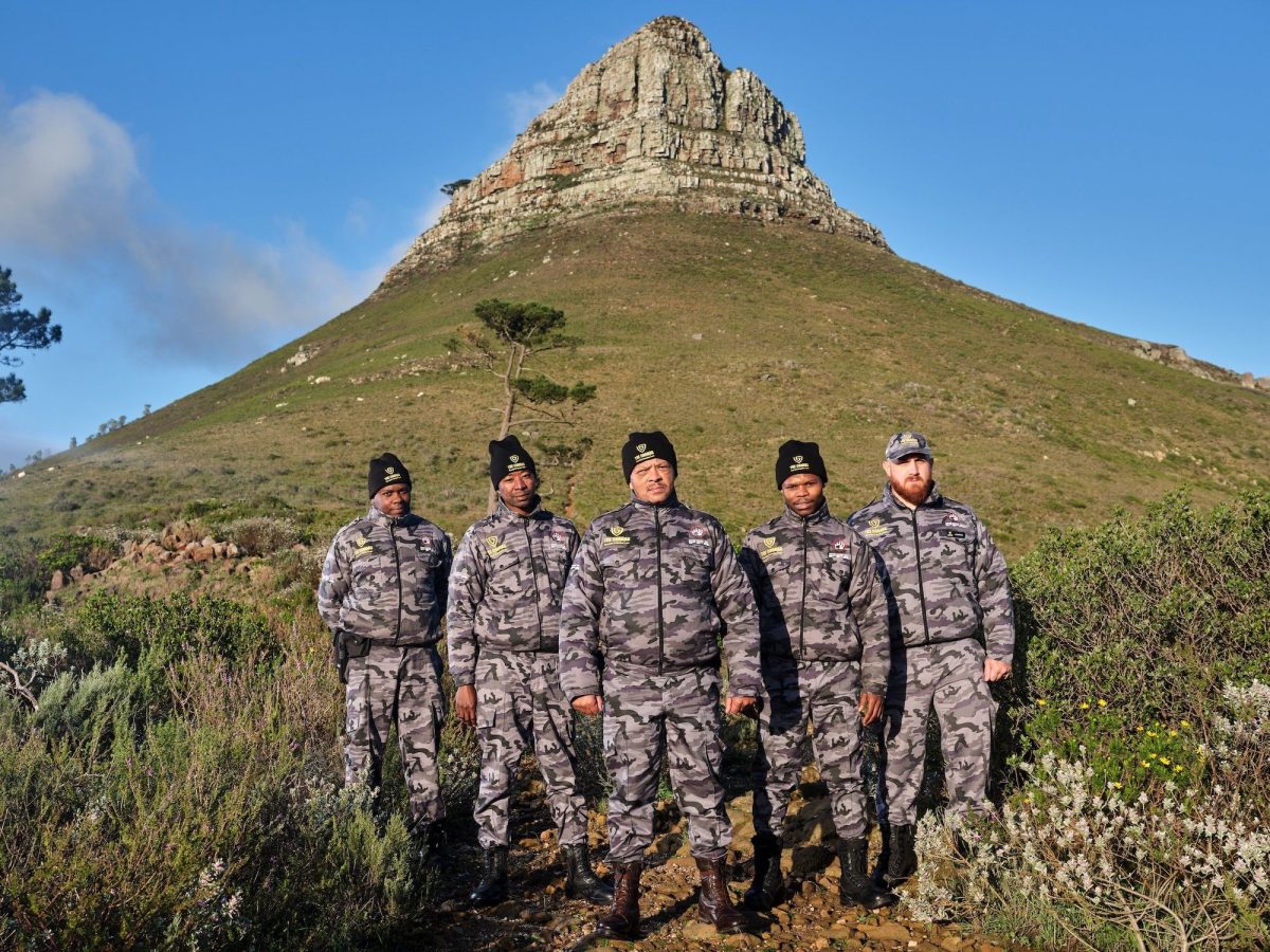 A picture taken of five security guards