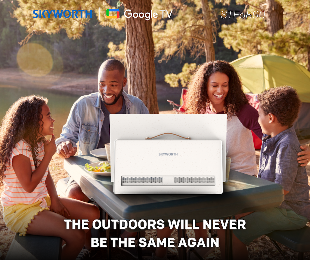 A skyworth device on a camping setting